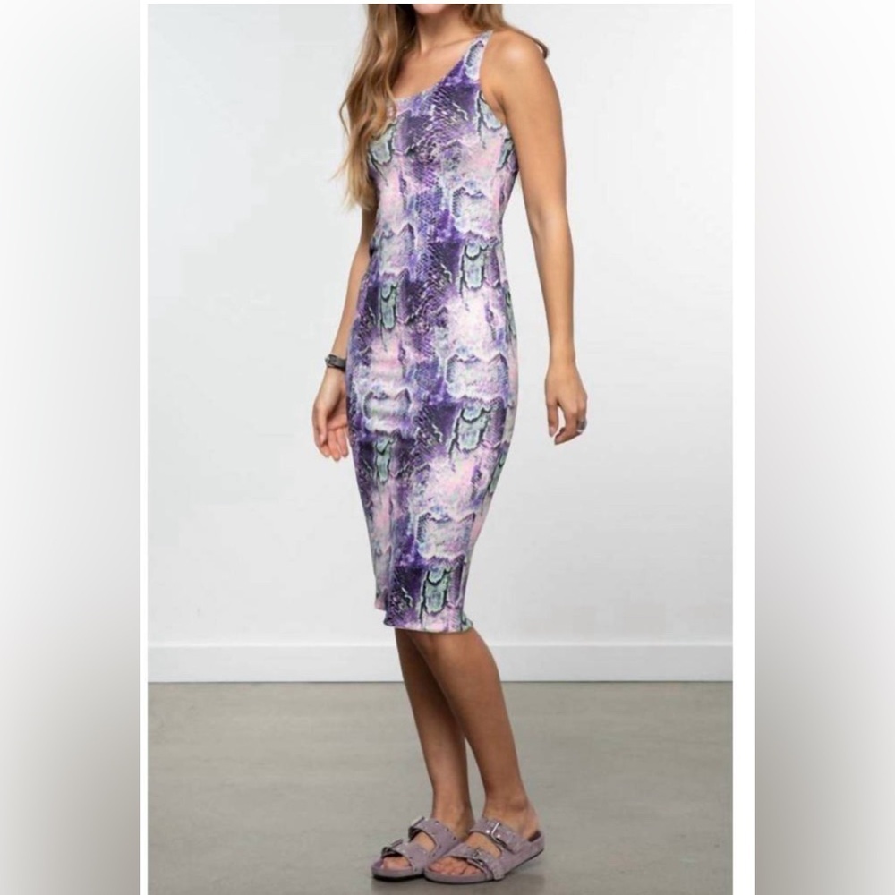 NEW LE SUPERBE one and done reversible tank dress in rainbow aura quartz/purple